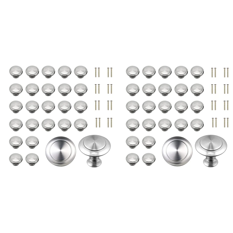 

Cabinet Knobs, Round Kitchen Drawer Pulls With Screws, Modern Stainless Steel Drawer Dresser Knob Hardware Handle