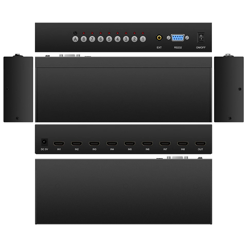 

4k30hz HDMI 8x1 переключатель преобразователь 8 HDMI вход на 1 HDMI выход последовательный цифровой видеосигнал переключатель для камеры проектора мо...