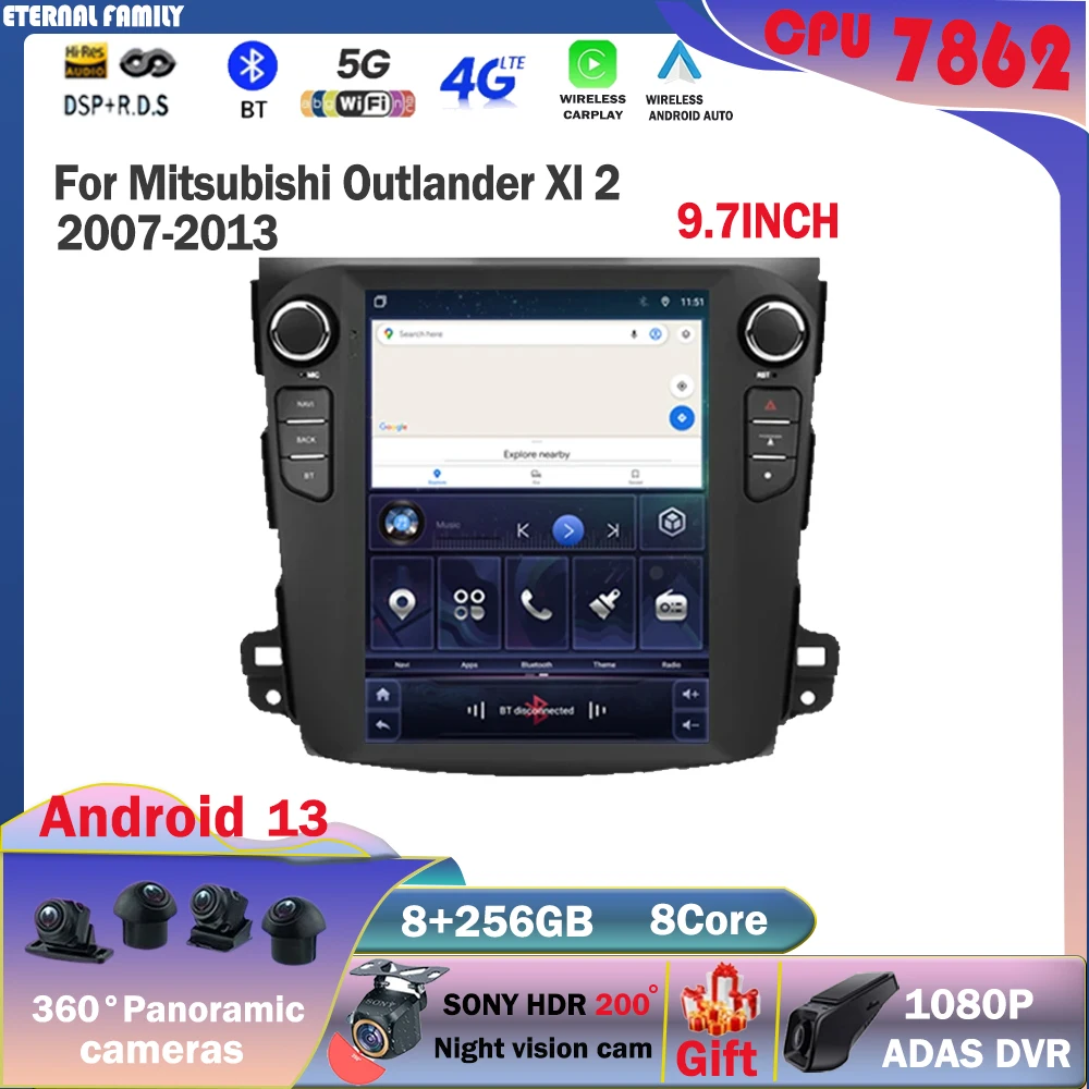 Автомагнитола 2 Din мультимедийный видеоплеер для Mitsubishi Outlander Xl 2008-2015 Citroen C-Crosser