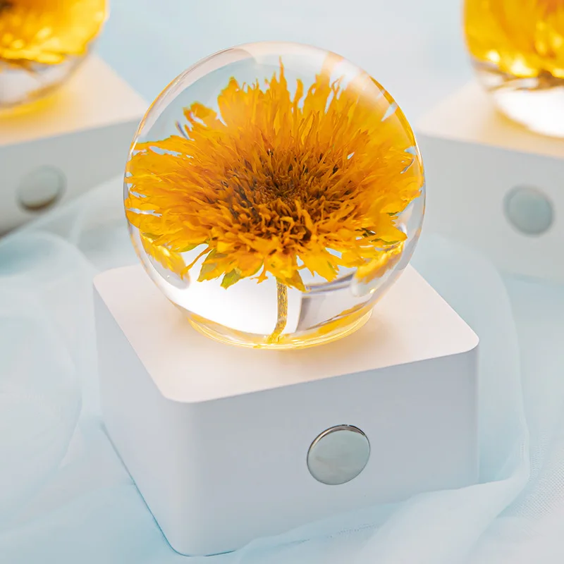 Linglan вечный цветок ночник хрустальный шар замена настоящие образцы цветов для