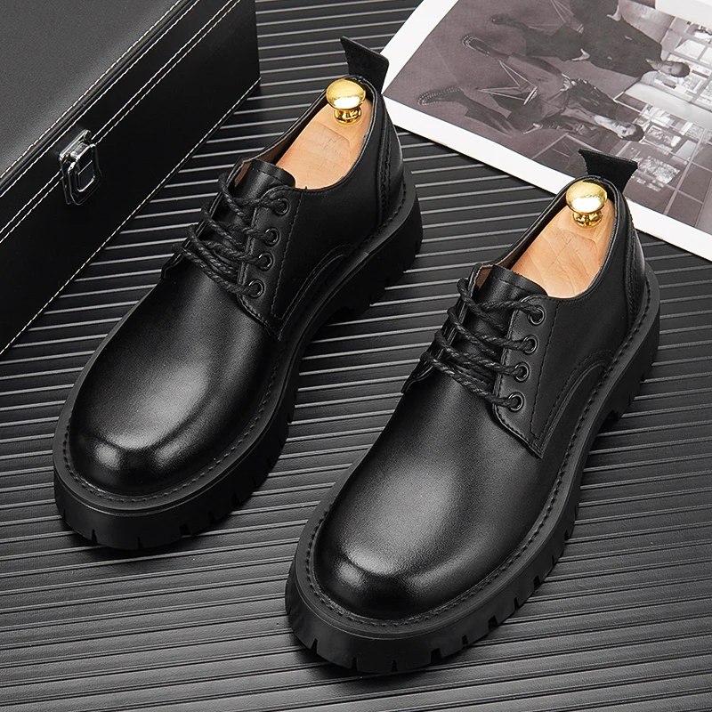 Туфли мужские классические на платформе толстой подошве дышащие в британском