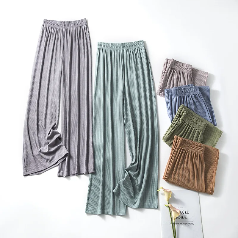 

Новинка весны, однотонные женские свободные брюки из модала с широкими штанинами, Прямая поставка, домашняя одежда большого размера, пижамн...