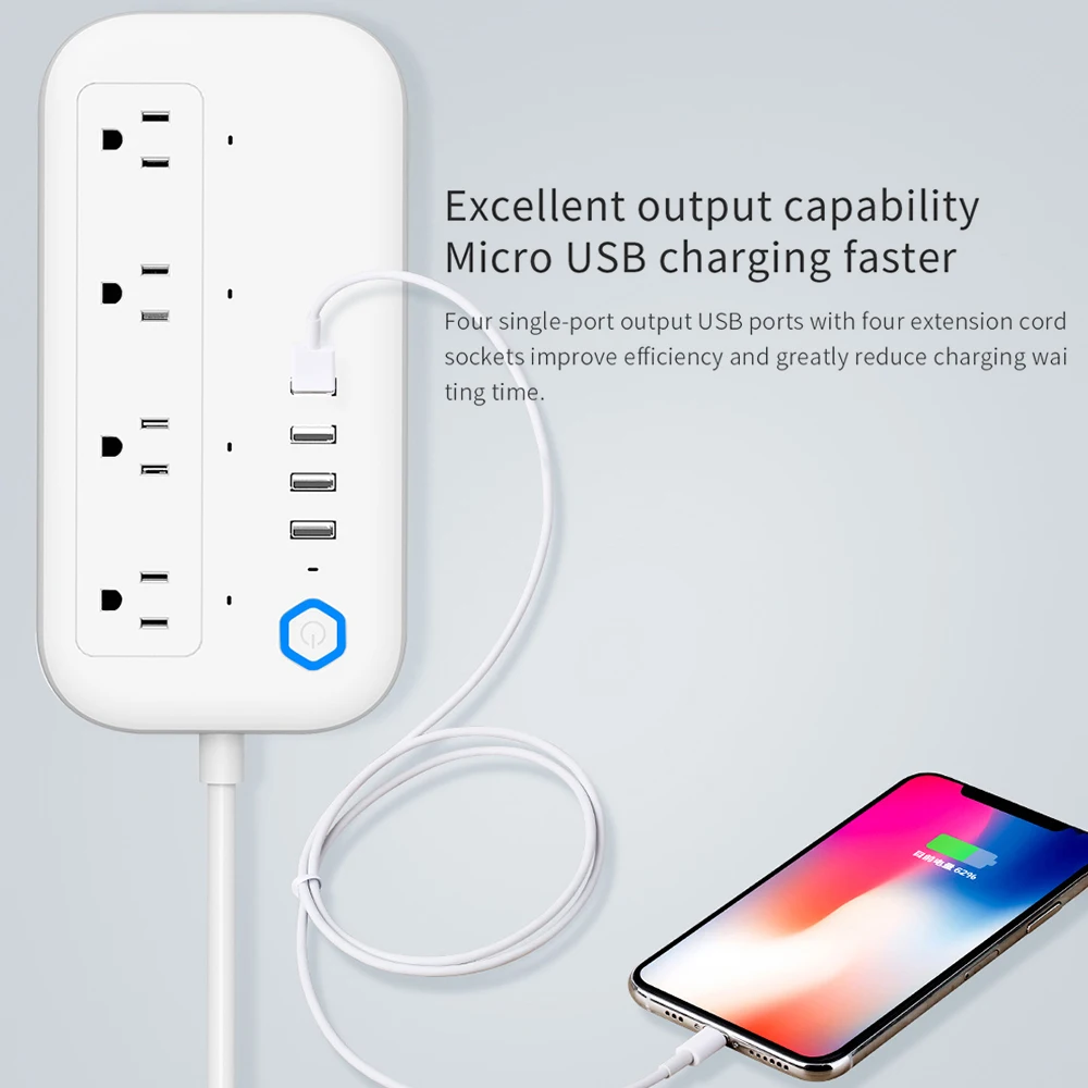 Умный удлинитель Tuya с Wi-Fi 5 В/2 А 4 USB-порта |