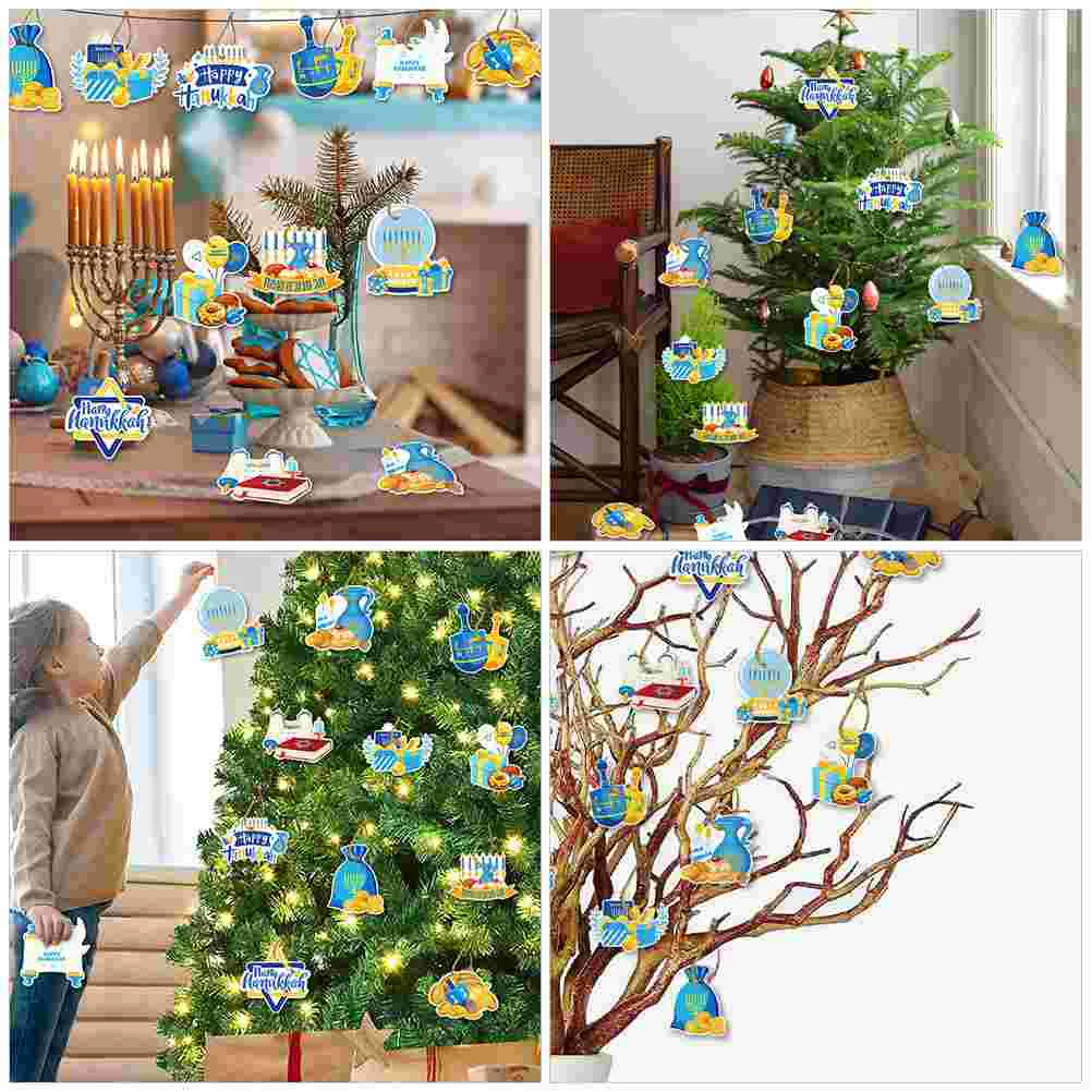 12 шт. лифт Ханука вечерние украшения висячие карты Менора Дрейдель веревка