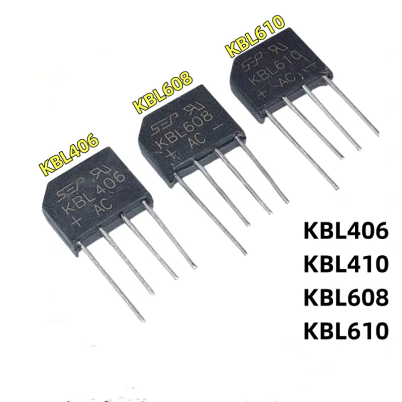 Фото 5 шт. плоский мост KBL406 KBL410 KBL608 KBL610 4A/6A 6-1000 В диодный мостовой выпрямитель KBP 410 комплект силовых диодов выпрямительный мост №1