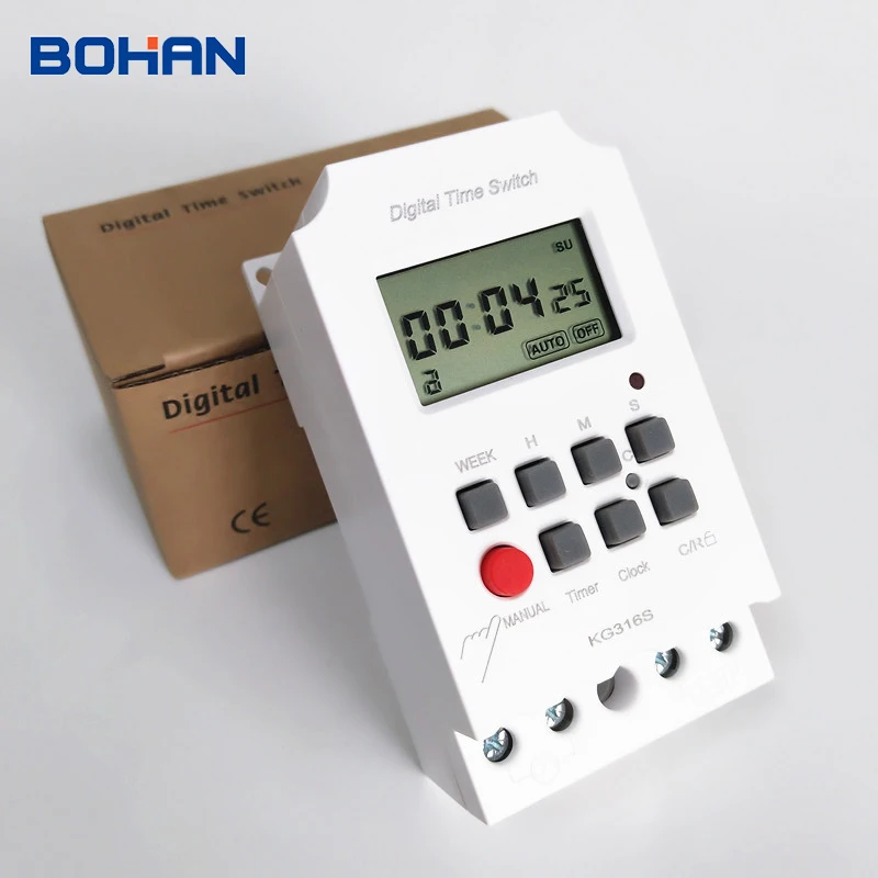

Second Control Timer Switch Bell Timer Din Rail 220VAC 25A 316S Programmable Electronic Timer For Universal Electric Appliance