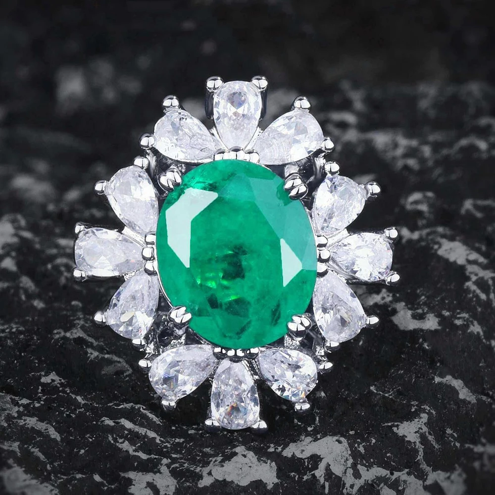 

Оригинальное женское кольцо WPB с изумрудом из хлопка, Женское кольцо с ярким цирконием, роскошное ювелирное изделие, праздничный подарок дл...