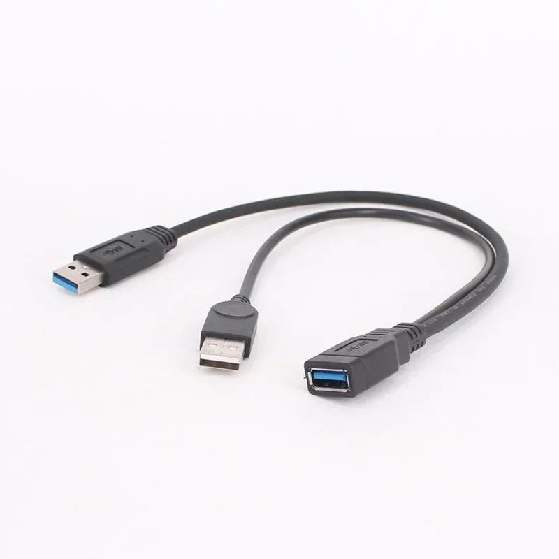 1 шт. czarny przedłużacz USB 3.0 żeński na podwójny męski z dodatkowym przedłużaczem Y do 2 5-дюймового мобильного