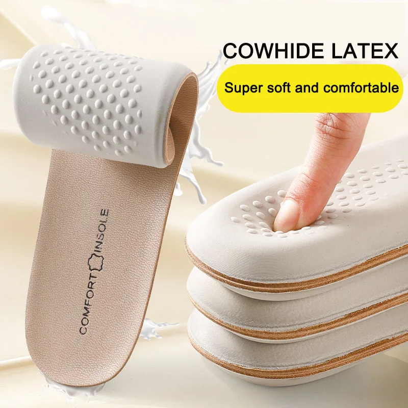 

Leather Latex Sports Insole Cowhide Insoles for Shoes Arch Support Shoe Pads Shock Absorbing Plantar Fasciitis Template Inserts