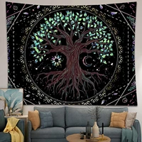 aesthetic tree of life tapestry trippy hippie sun moon galaxy space tapestries wall hanging decoration for bedroom living room