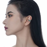 1pc real 925 sterling silver irregular textured ear cuffs green color non pierced cartilage earrings cool jewelry for women