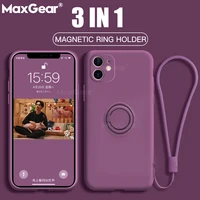 original silicone magnetic ring holder case for iphone 11 12 13 14 pro xs max xr xs x 8 7 plus soft stand finger bracket cover