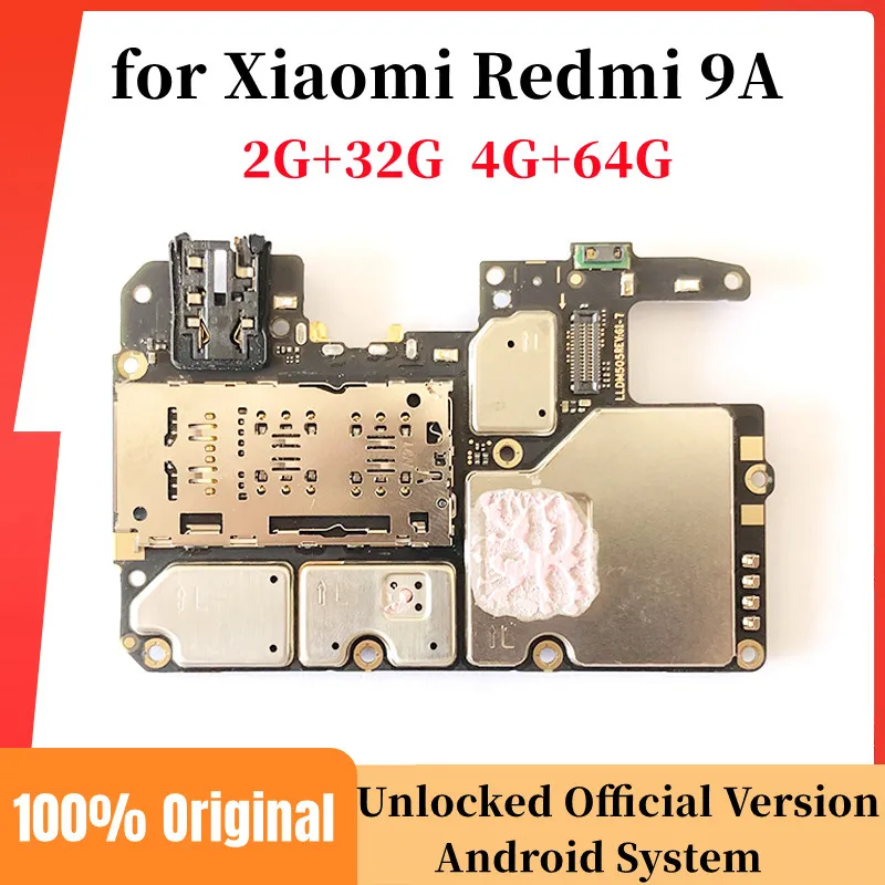 

Original Unlocked For Xiaomi Redmi 9a 2G+32G 4G+64G Motherboard Replace Circuit Logic Board Flex Cable Mainboard Good Working