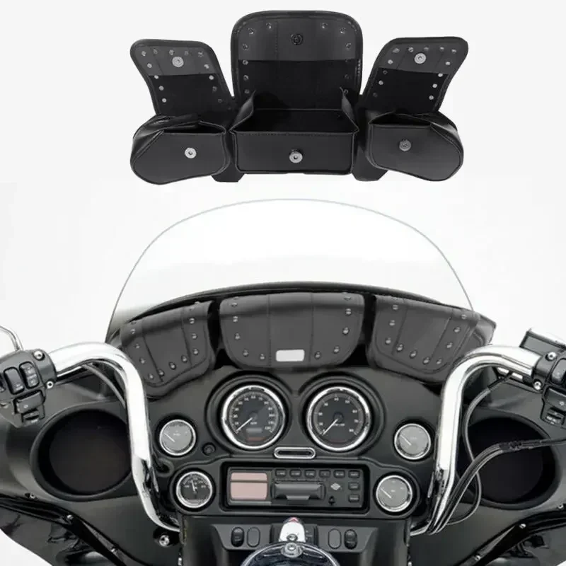 Сумки для лобового стекла Тройная сумка 3 Pocket Harley Touring Electra Steet Glide FLHT FLHX FLHTK 1996-2013