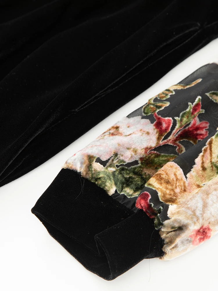 Женское бархатное платье с V-образным вырезом и рукавами-фонариками