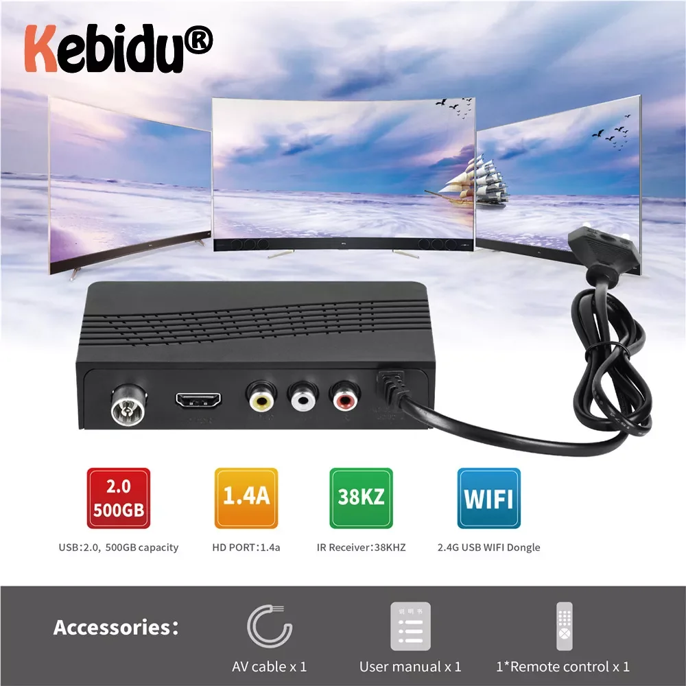 

ТВ-тюнер 1080p DVB T2, ТВ-приставка VGA для монитора, адаптер USB2.0, тюнер, приемник, спутниковый декодер, Dvbt2, руководство на русском языке