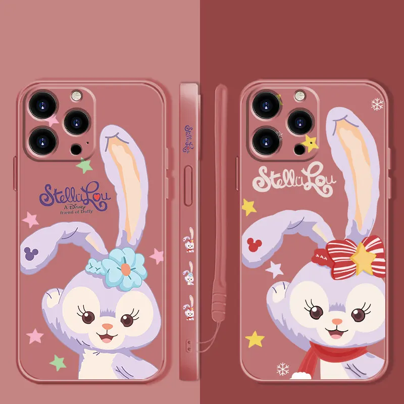 

Liquid Candy Phone Case For iPhone 14 13 12 11 Pro Max 13 12 Mini XS XR X 7 8 6 6S Plus Disney Cartoon Pink Purple StellaLou