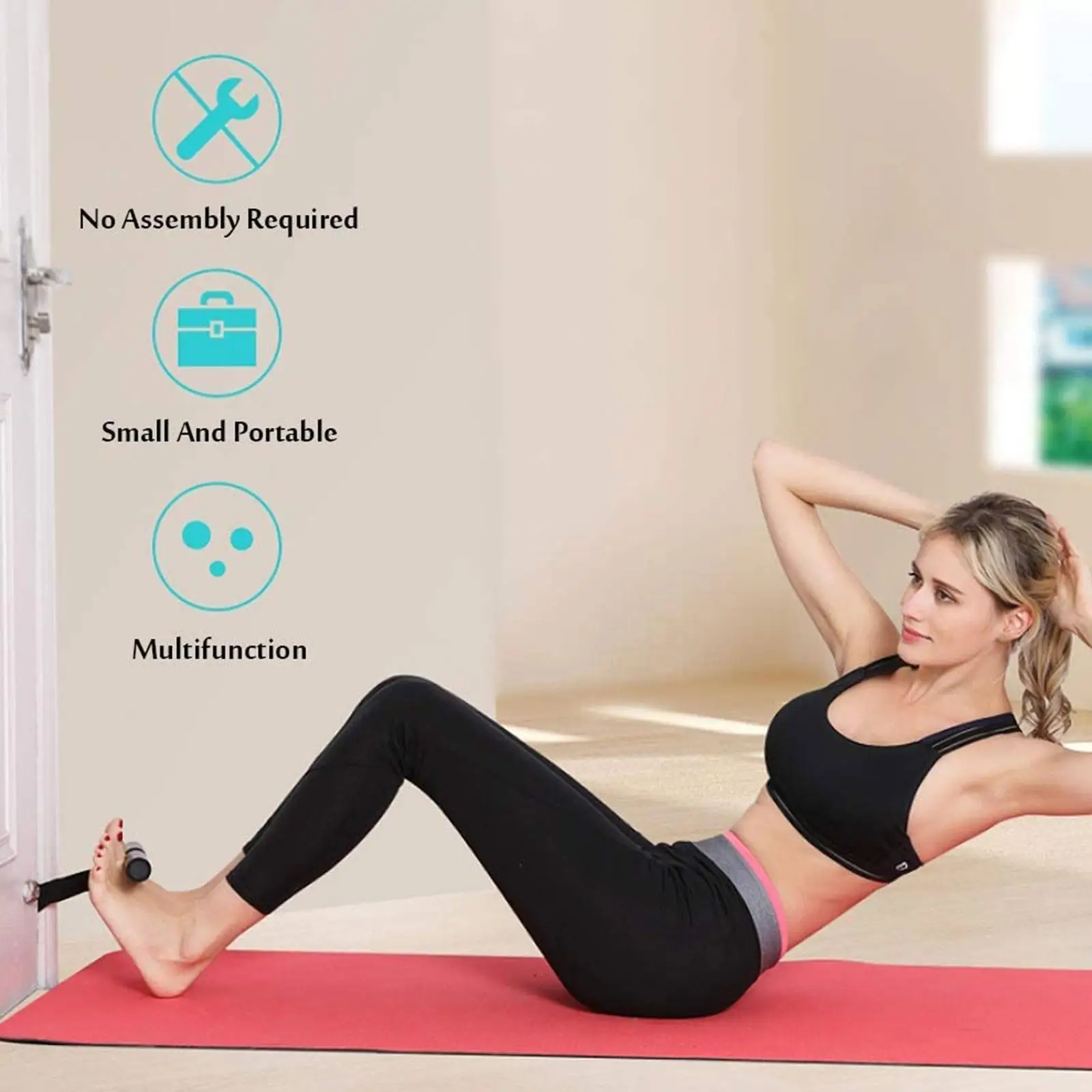 

Women Sit Up Assistant Fitness Device Home Portable Crunches Black Color Equipment Abdominal Portal Exercise B3z9