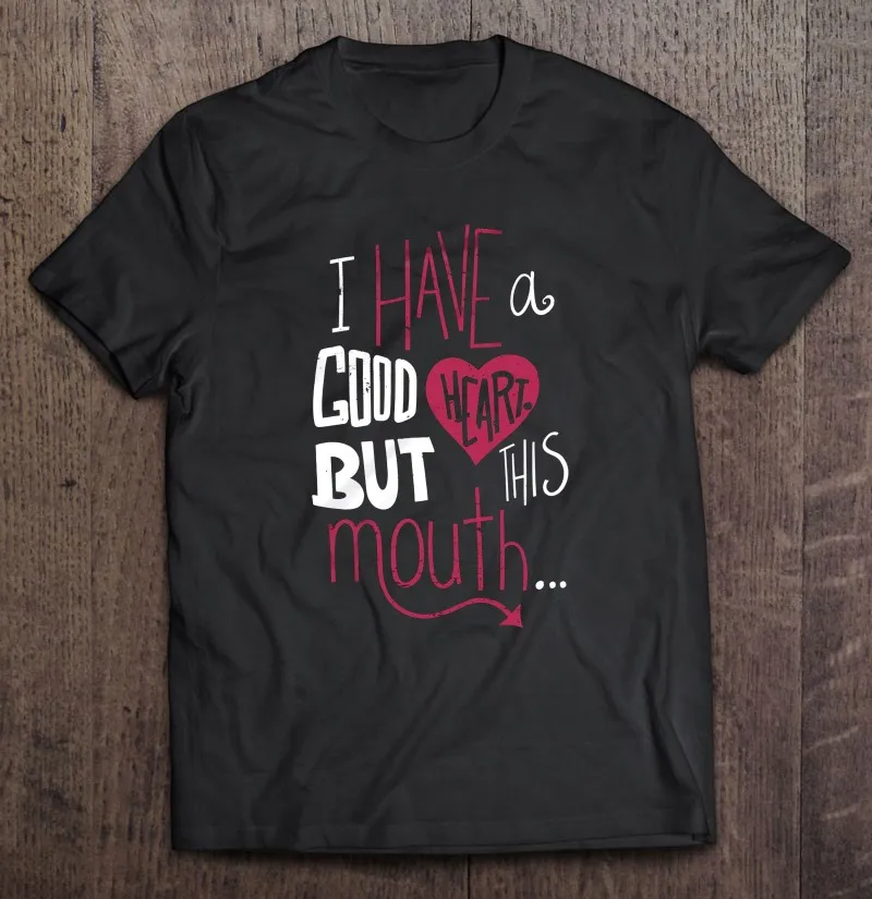 

Мужские футболки с забавным сердцем из аниме «У меня хорошее сердце, но это рот», Винтажная футболка, Графитовая Хлопковая мужская футболка ...