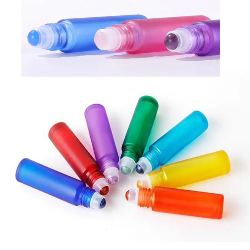 10pcs 5ML 10ML Frosted Empty Glass Roll On Bottle Crystal Roll On Ball Perfume Fragrance Bottle Roll On Bottle