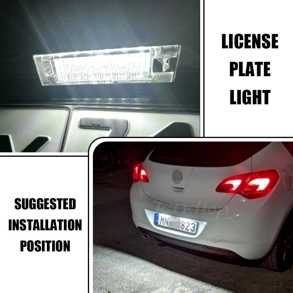 2 шт. светодиодный льные светодиодные лампы для номерного знака Opel Astra H J Corsa C D