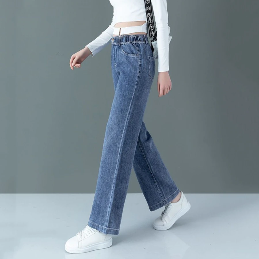 Vintage Bleached Straight Leg Jeans High Waist Baggy Pants Denim Trousers Women Vaqueros Casual Pantalones Korean Spodnie 2023
