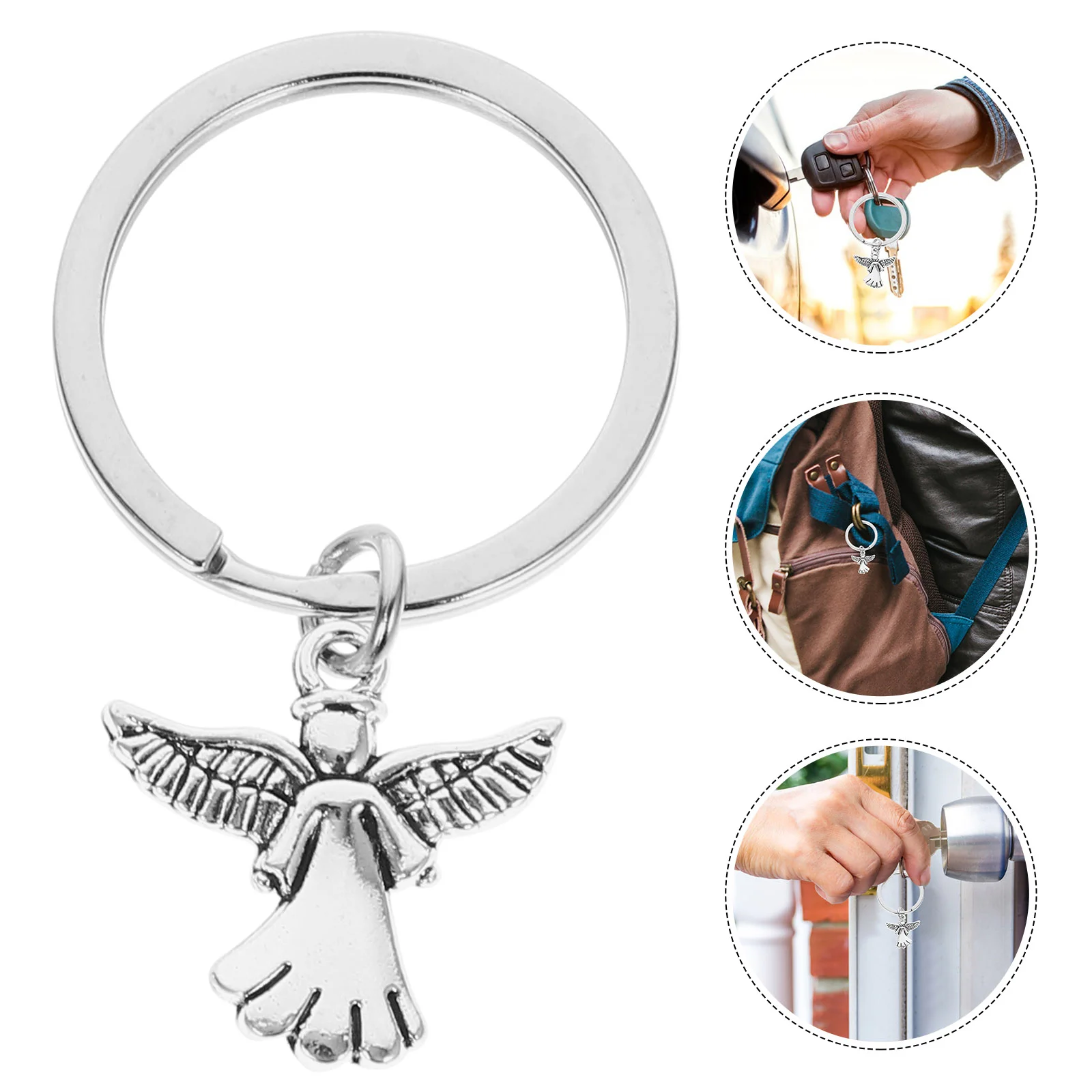 

2 Pcs Angel Keychain Christmas Favors Ornament Decor Wallet Presents Keychains Women Metal Keyrings Xmas Gifts
