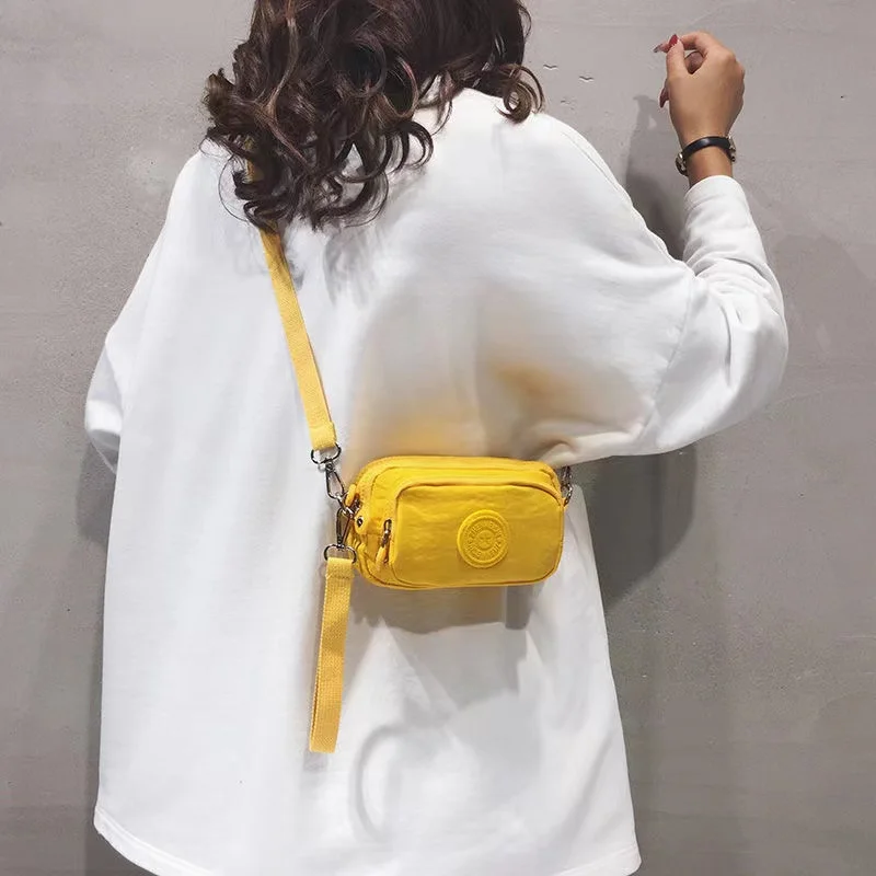 

Canvas Women's Crossbody Bag Trend 2023 Small Shoulder Handbag Korean Solid Color Student Phone Bag Simple Shopper Zipper Purse