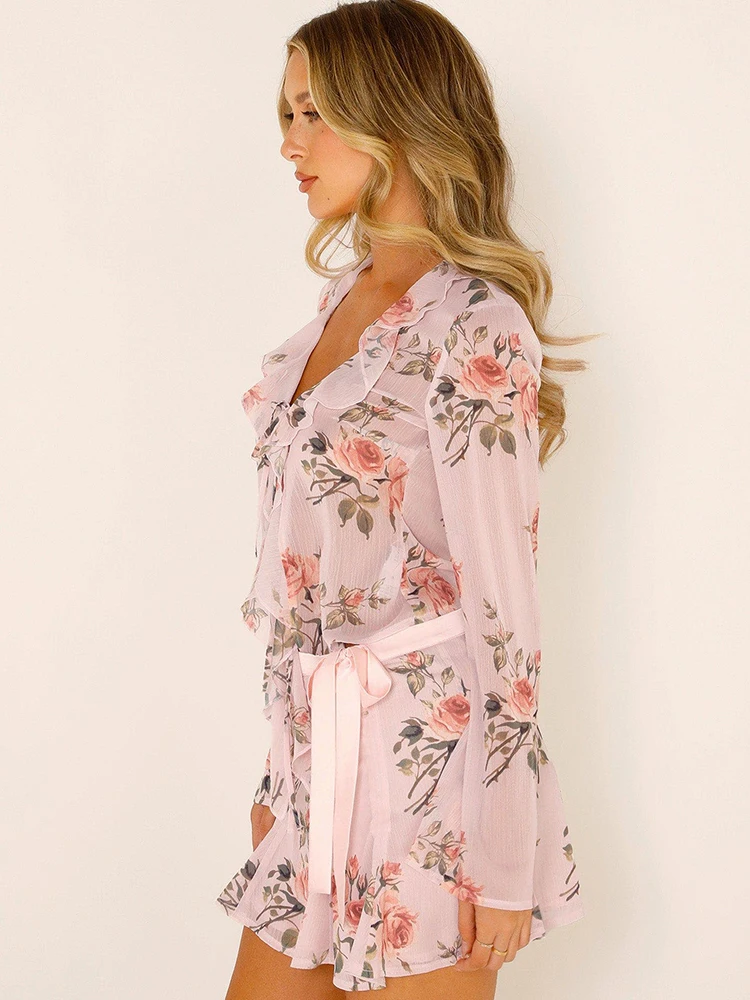 Женский комплект из топа и юбки с цветочным принтом