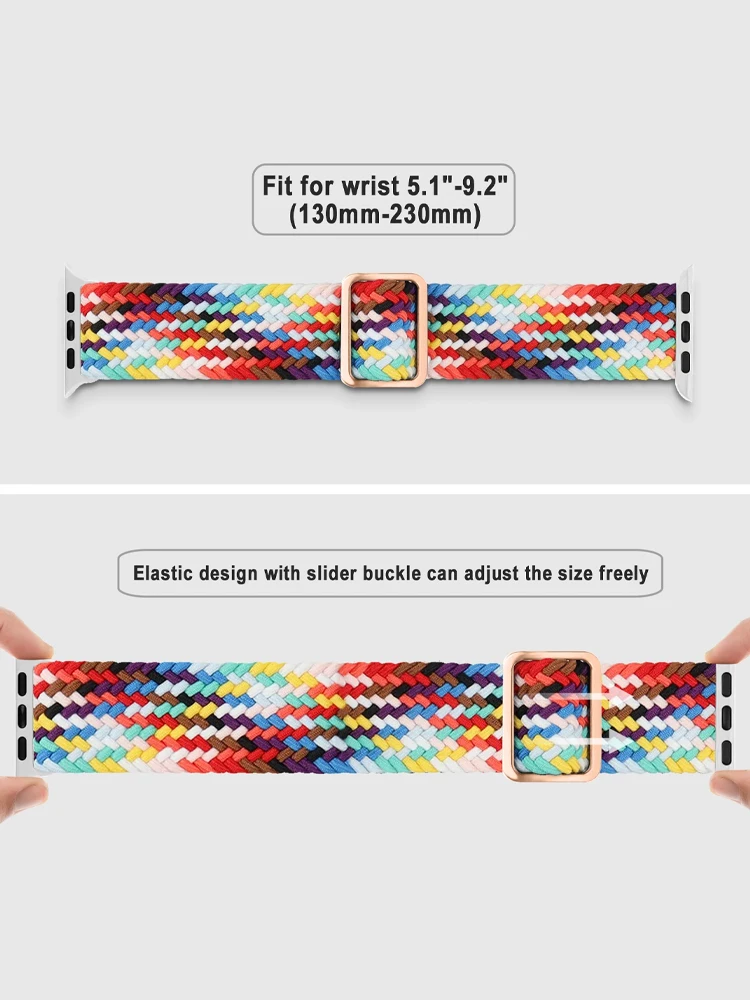 Ремешок Плетеный для Apple Watch band 44 мм 45 40 41 42 Ultra 2 49 Соло-браслет iWatch Series 9 8 7 6 5 4 SE