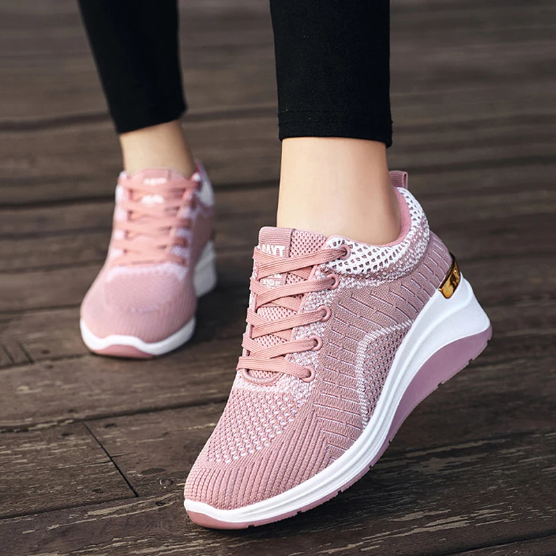 

Sneakers Shoes Fashion Lace Up Platform Women's Shoes Summer Plus Size Flat Mesh Sports Shoes Woman Vulcanize Shoes