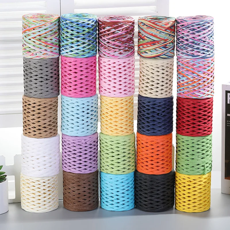 

200m/Roll Hand-Knitted Lafite Raffia Straw Environmentally Paper Yarn DIY Baking Packaging Belt Rope Crocheting Summer Hat Bags