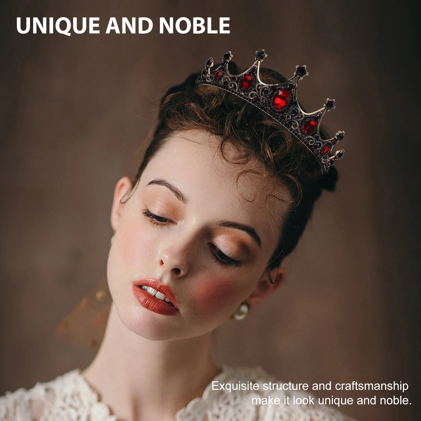 Свадебные аксессуары для волос Черная корона Красные стразы Свадебная одежда