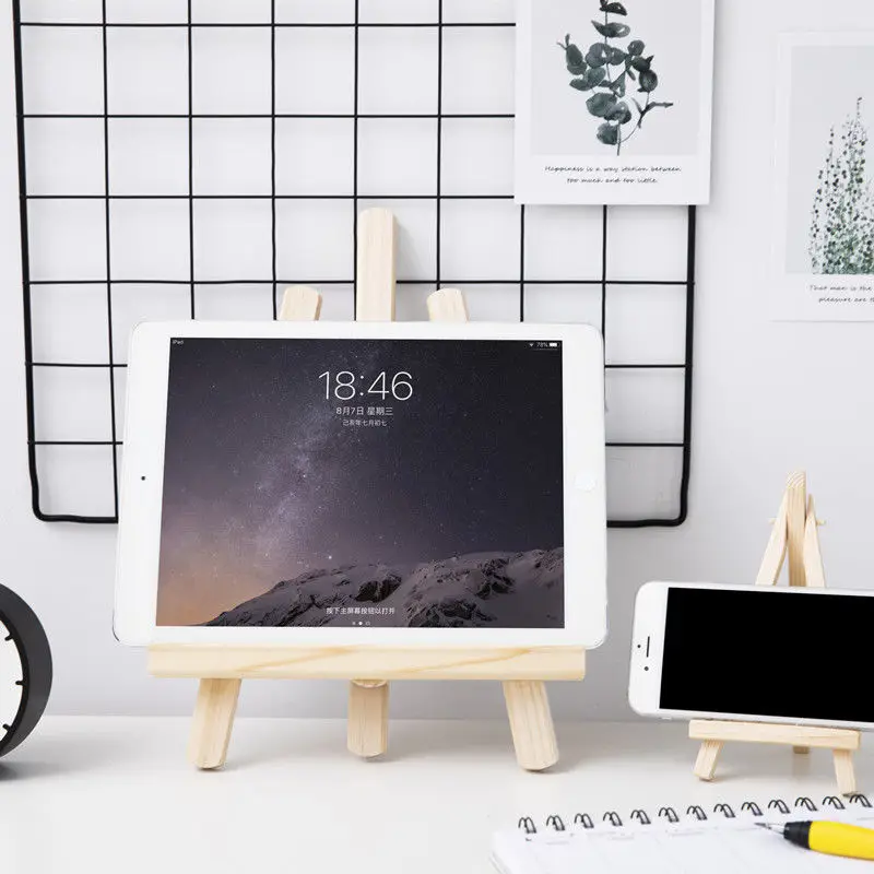 ins wooden desktop foldable stand mobile phone ipad stand cute decoration student desk storage creative mini flat easel bracket free global shipping