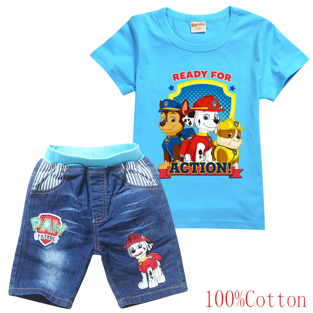 

PAW PATROL Casual Kids Clothes Sets Baby Boys Short-sleeve Denim shorts Summer Sportsuit Cotton Children Clothes Costumes