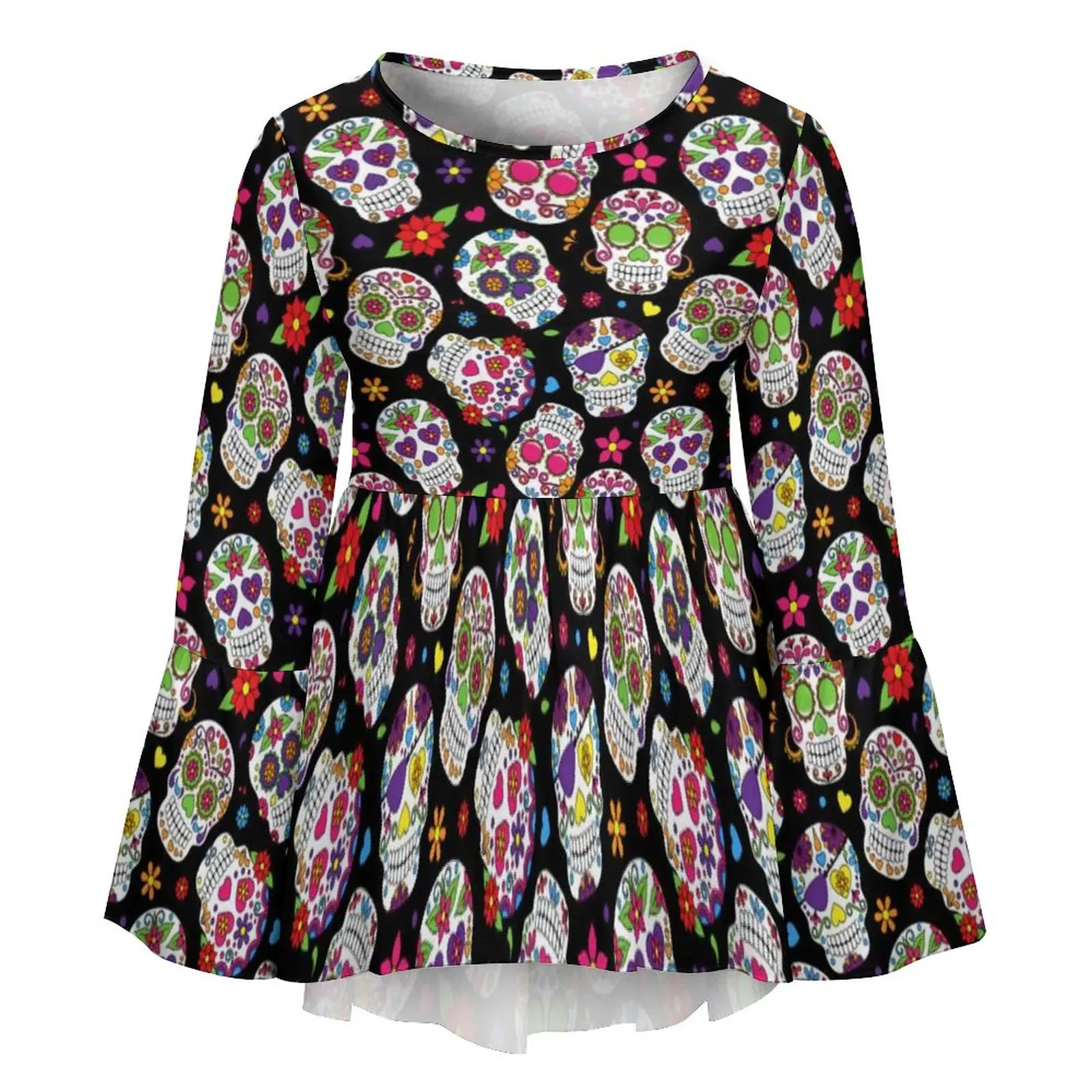 Футболка мексиканский сахарный череп красочные черепа цветочный принт уличная