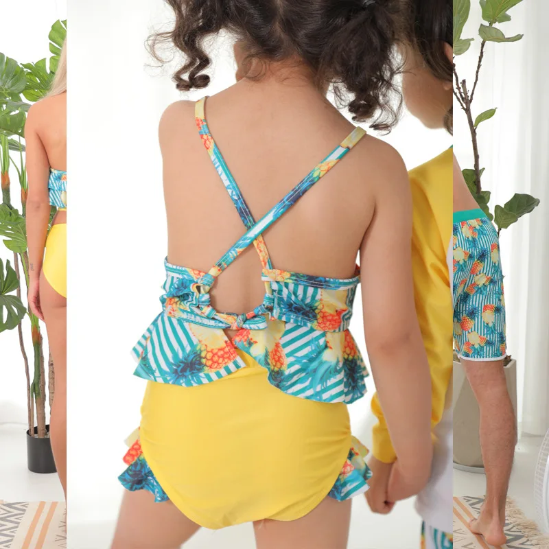 Семейная одежда 2022 с принтом ананаса новая купальная для матери и дочери лямкой
