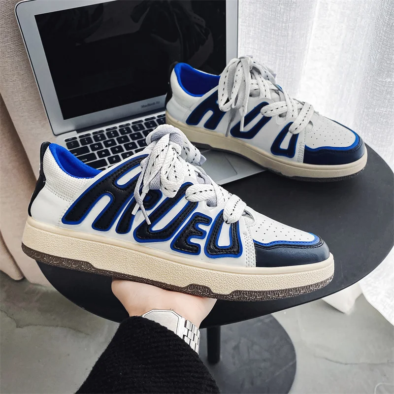 

QGK Spring Male couple shoes New Low-top Men's Alphabet Sneakers Korean Style Trendy Students Shoes Fashion Casual Soft Comforta