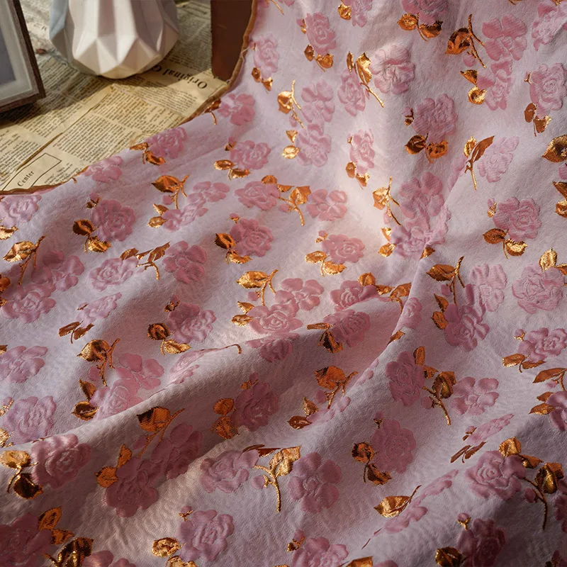 

NO3 2023 весенне-Летняя женская одежда, модная розовая, золотистая, розовая, с тиснением, жаккардовая ткань, багажная обувь, одежда, ткань