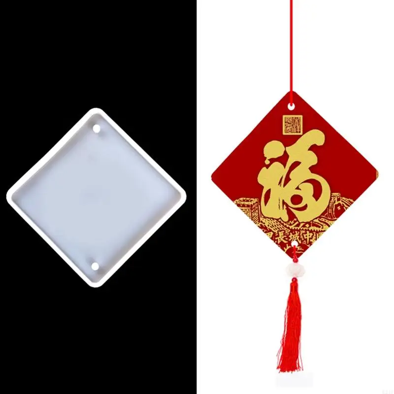 E21f Силиконовая плесень для смолы с отверстием Aquare Pendant Diy Dece Decor
