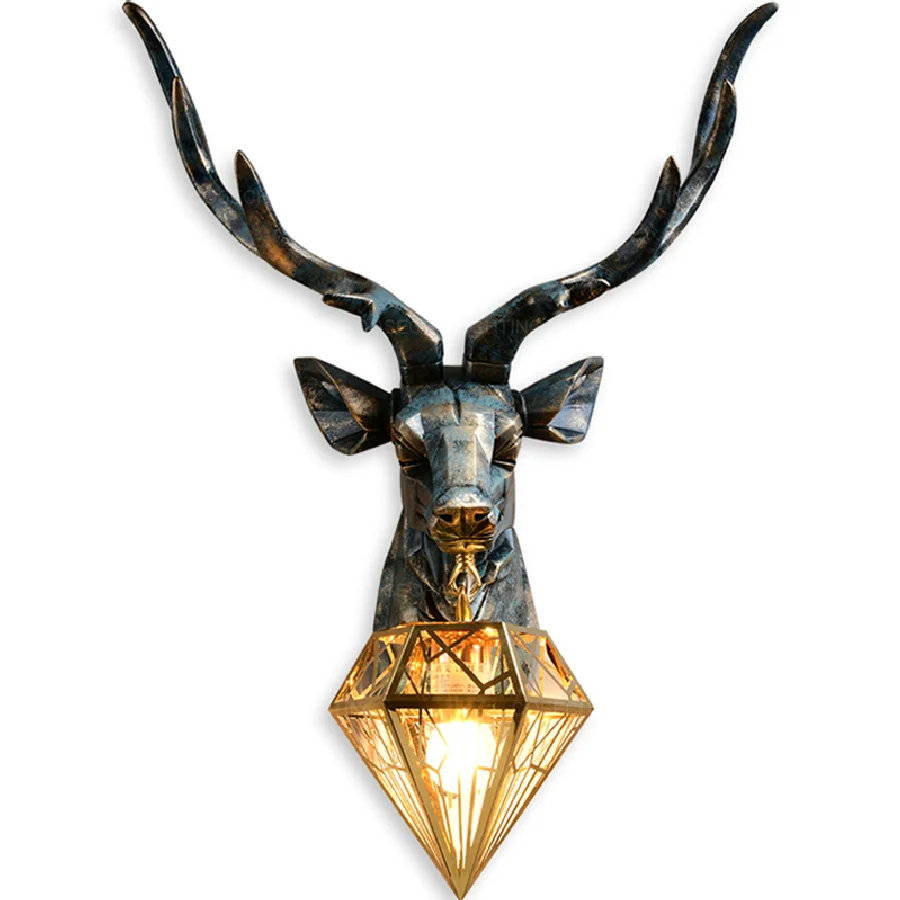

Настенный светильник в скандинавском стиле с рогами, искусственная голова оленя, настенный светильник для гостиной, фойе, прикроватной спа...