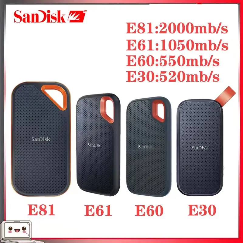 Sandisk 100% Portable External PSSD 480GB 520MB/s Original Hard Drive USB 3.1 Type-C 1tb 2TB Solid State Disk For Laptop Desktop