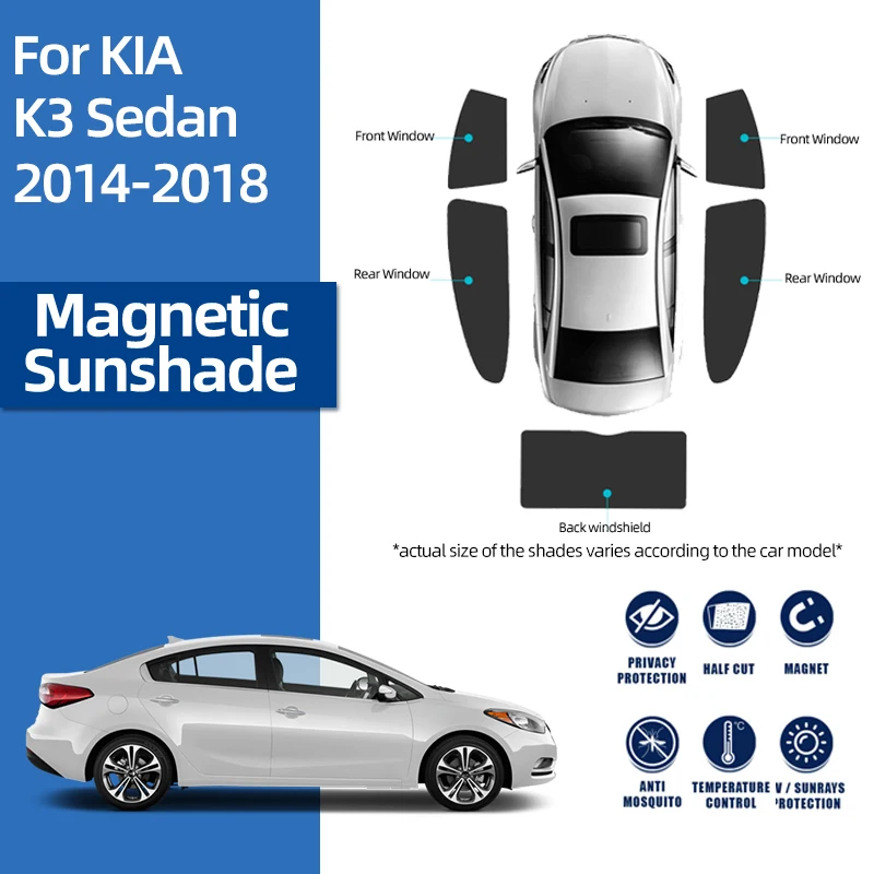 

Для Kia Forte YD Cerato K3 Sedan 2012-2018 Переднее лобовое стекло Автомобильный солнцезащитный козырек Магнитный задний боковой козырек от солнца