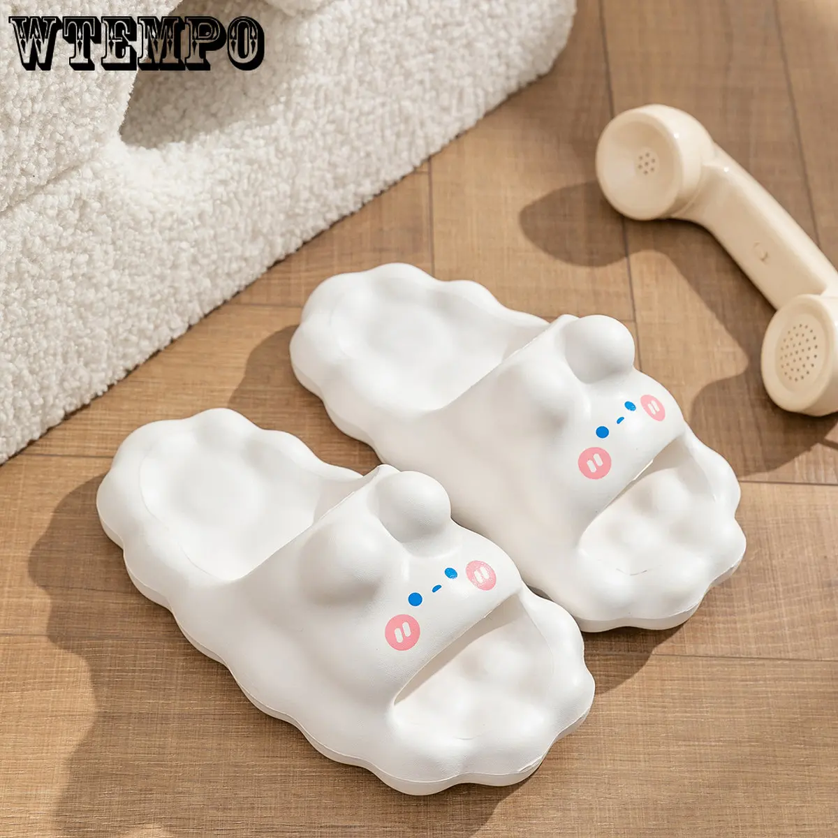 WTEMPO Cute Soft Thick Bottom Slippers Women'S Home Slide Ladies Shoes Fashion Solid Color Sandals Summer Flip Flops Wholesale