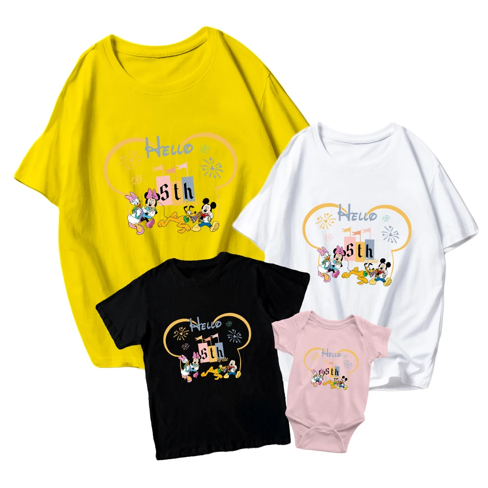 

Casual Fashion School Season T-shirt Parent-child Wear Disney Donald Duck Cartoon Print Friday Adult Unisex Boys And Girls Baby