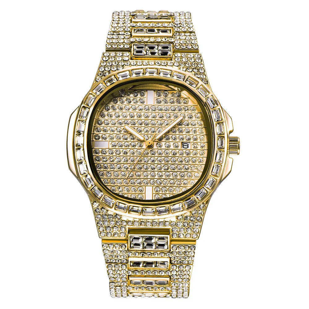 

Trade Platform Watch Source Explosive Quartz Men's Steel Band Fashion Full Diamond Watch