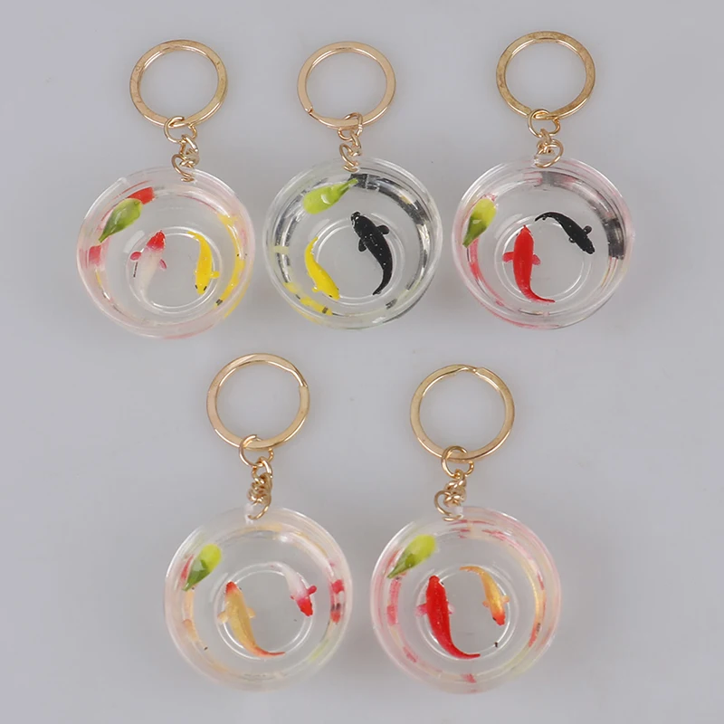 

New Creative Lucky Koi Keychain Funny Fish Tank Goldfish Bag Pendant Fashion Ornaments for Friends Tourist Memorial Jewelry Gift