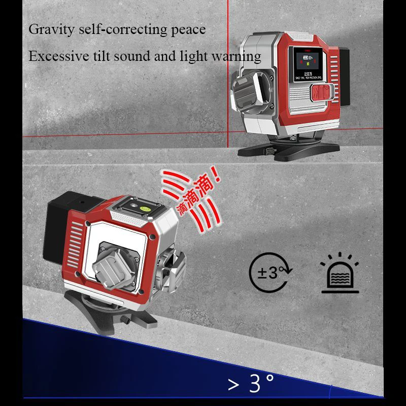 16/12/8 линий 4D лазерный уровень с красной линией 360 ° Самовыравнивающийся