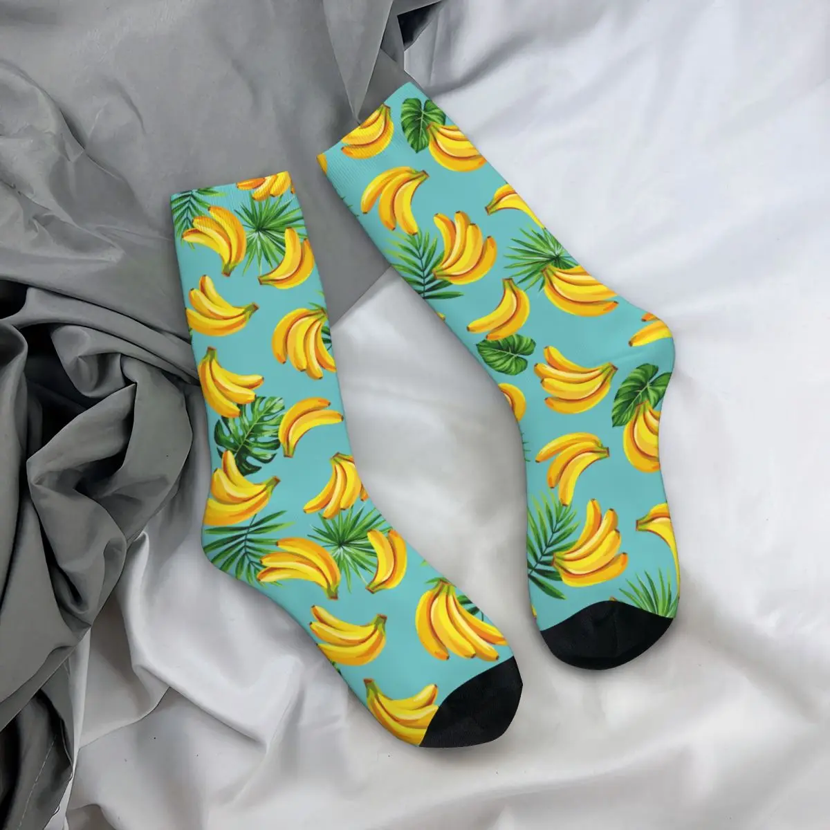 

Банановые летние баскетбольные носки в стиле ретро, баскетбольные Носки из полиэстера с тропическими пальмовыми листьями для мужчин и женщин, поглощающие пот