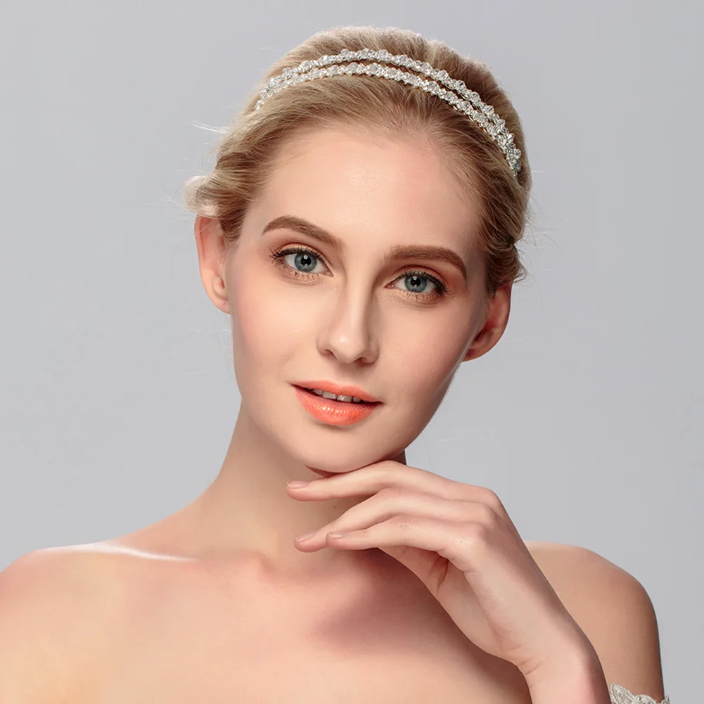 Роскошный свадебный головной убор со стразами Mori простые двухслойные головные